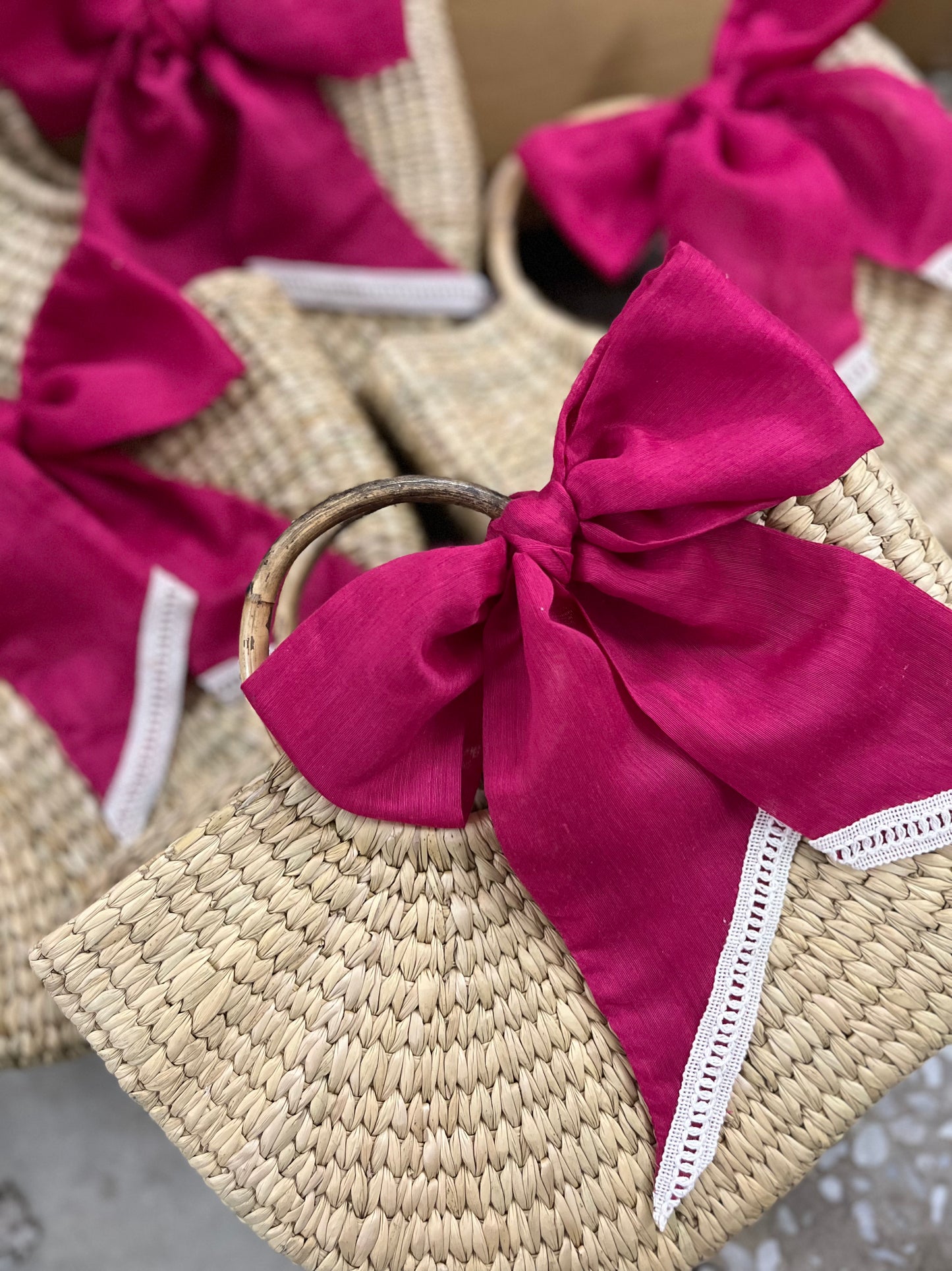 Seagrass Moon Basket with Bow