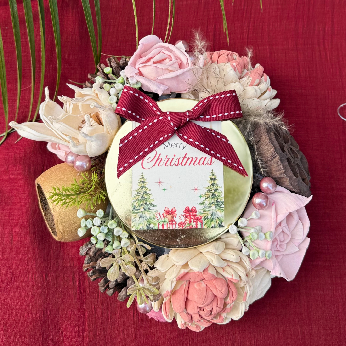 Festive Bloom - Christmas Wreath & Candle Set