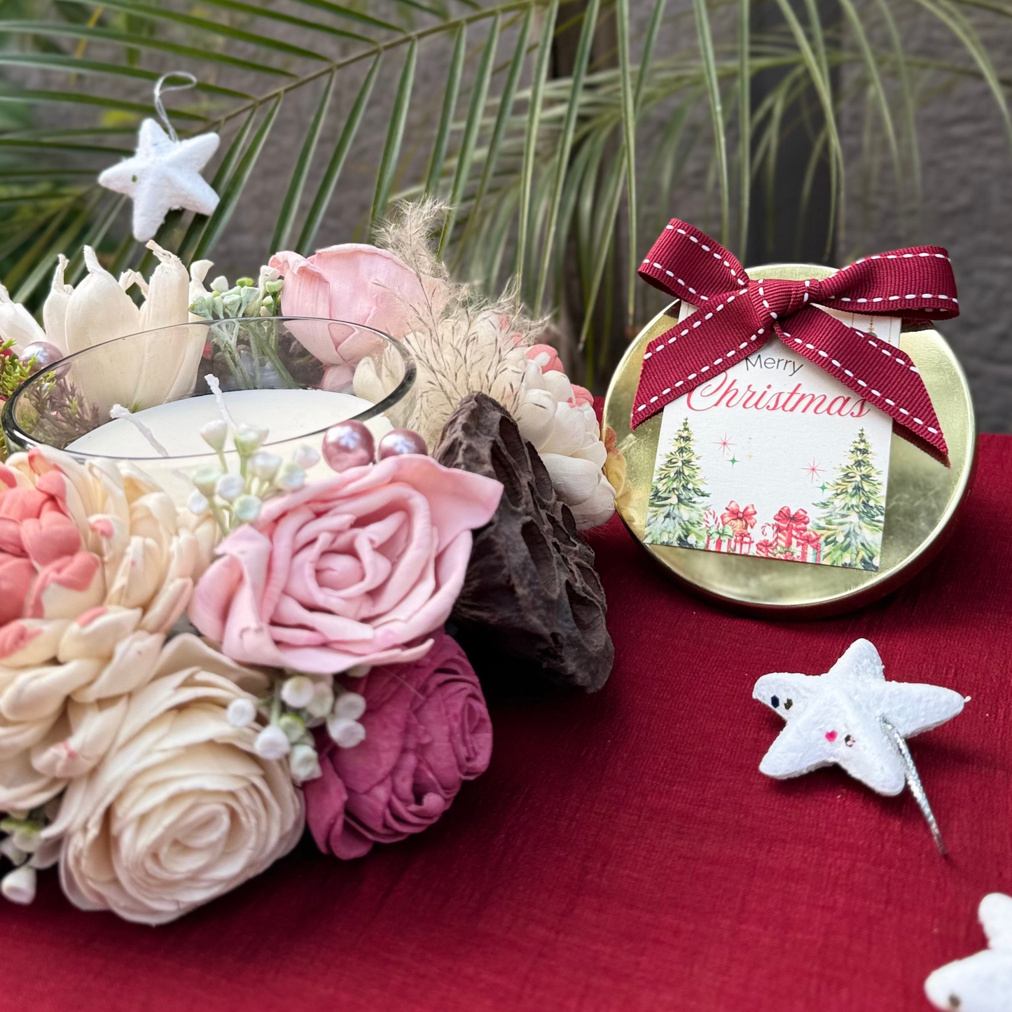 Festive Bloom - Christmas Wreath & Candle Set